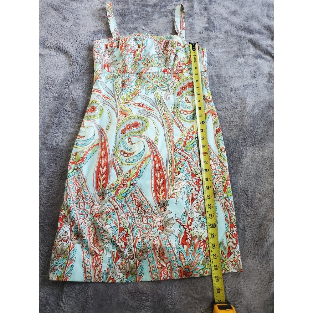 Tommy Bahama Blue Orchid Sunset Paisley Tropical Cotton Dress SILK Lined Size 6 - Picture 6 of 8